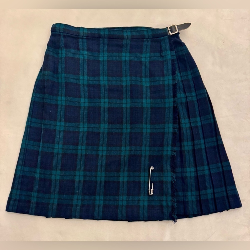 VTG! Aston Tartan Wool Kilted Skirt - 100% New Wool Made in Scotland, sz 6-8